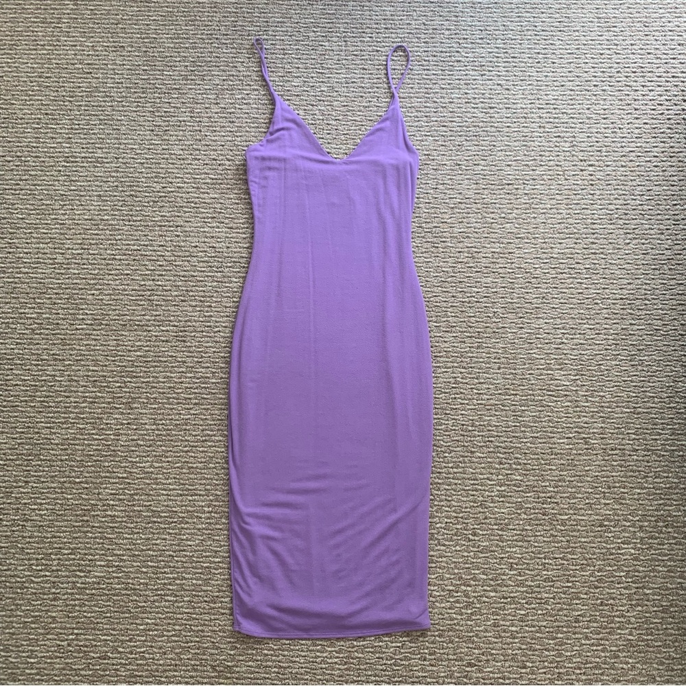 Elegant Purple Bodycon Spaghetti Strap Dress
